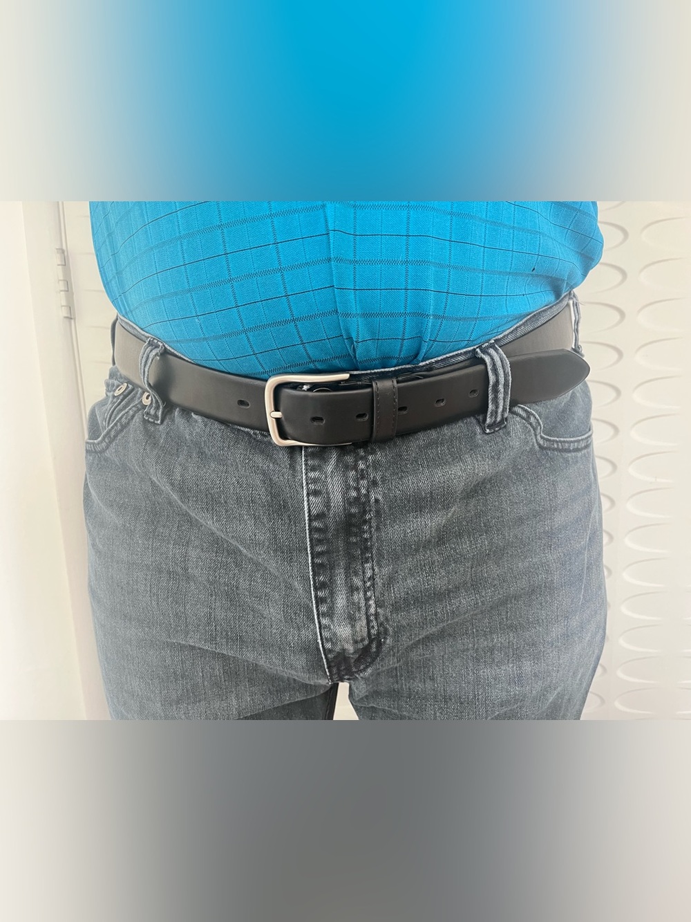 Dockers Men’s XL 42–44 Black Synthetic Leather Belt Silver Buckle
